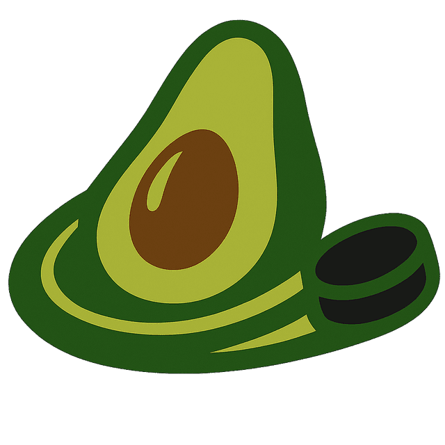 Primary mark — avocado and puck